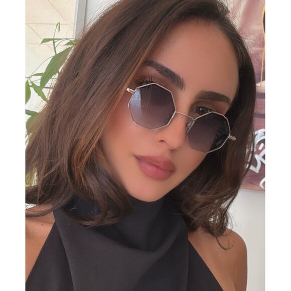 NEW Gucci GG1814S Metal Silver Grey Hexagon Sunglasses